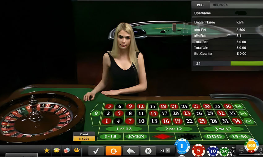 Live dealer casino table streamed to an online player